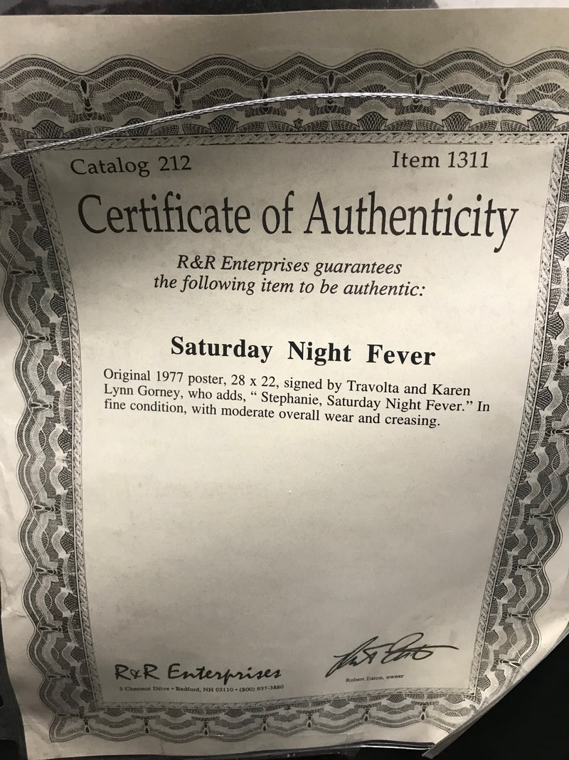 "Saturday Night Fever" Autographed Poster - Appraisal Value: $5K* APR57