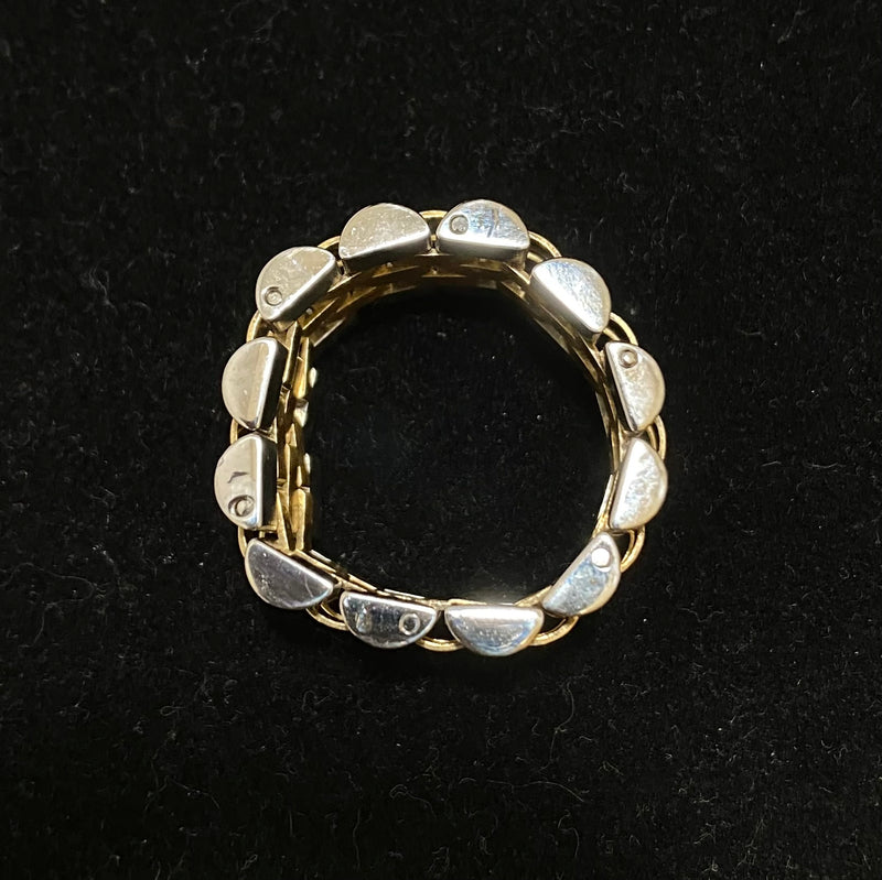 ROLEX Style 18K White and Yellow Gold Jubilee Link Unique Ring  - $6K APR w/CoA APR57