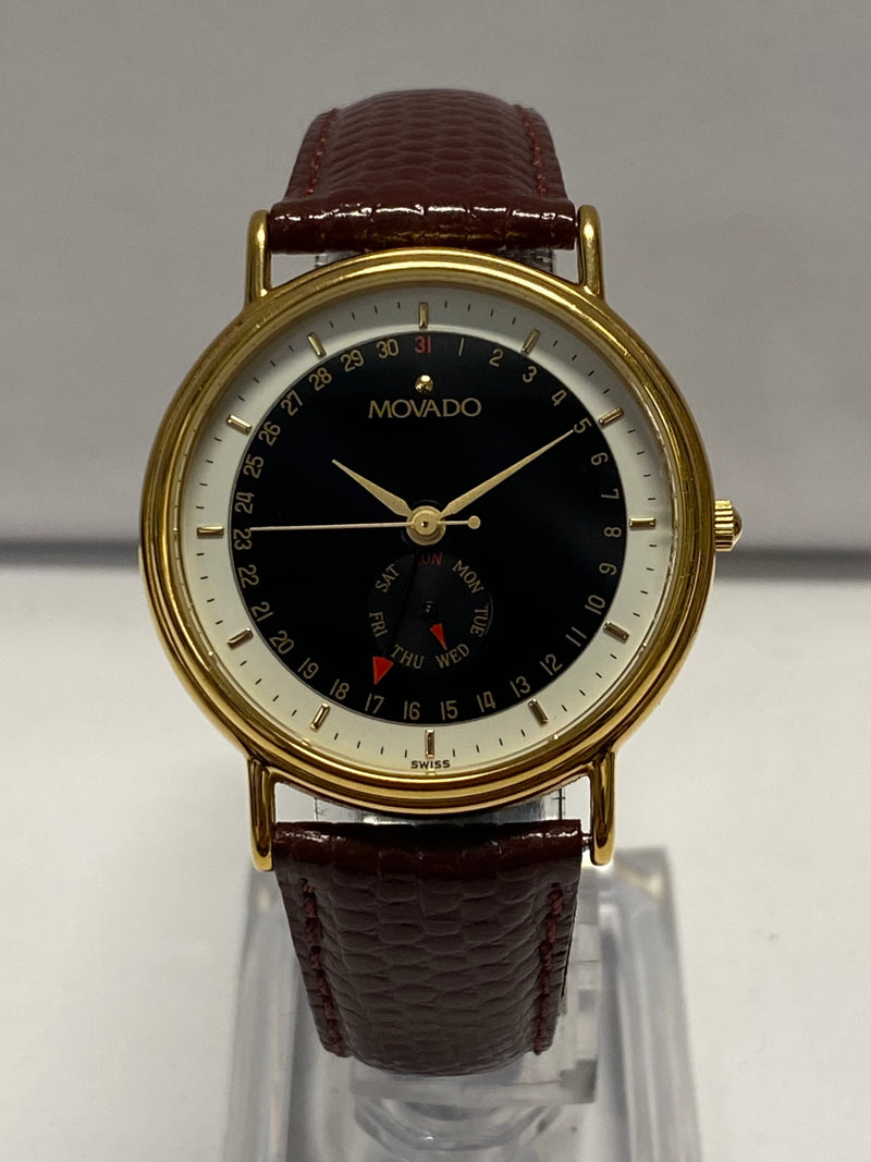 Movado Gold-Tone Unique Triple Calendar Rare Elegance Men's Watch- $4K APR / CoA! APR 57