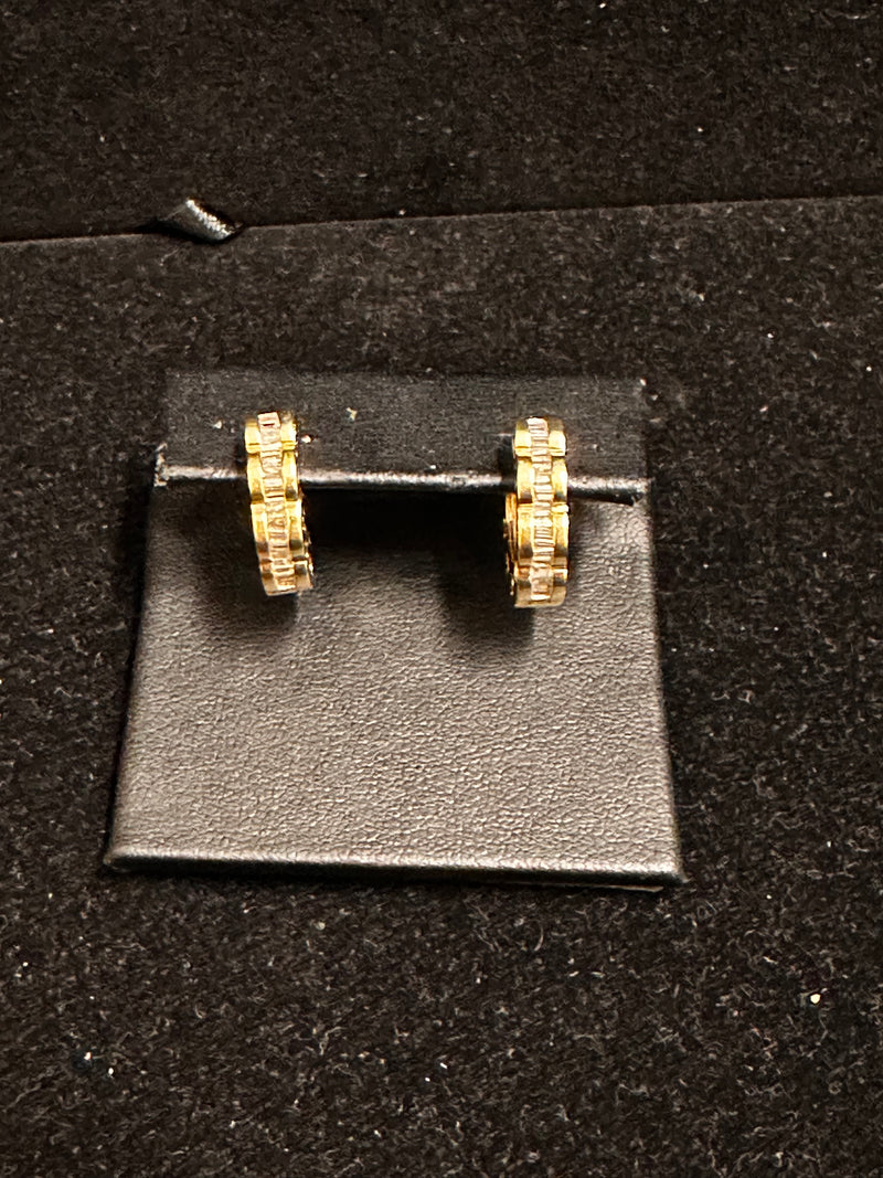 Intricate Designer Gold Earrings with 2.60ct Baguette Diamonds - $12K APR w/CoA! APR57