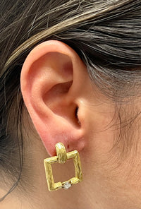 Lalaounis - Style Unique Textured Solid YG w/ Diamond Earrings - $15K APR w/ CoA APR57