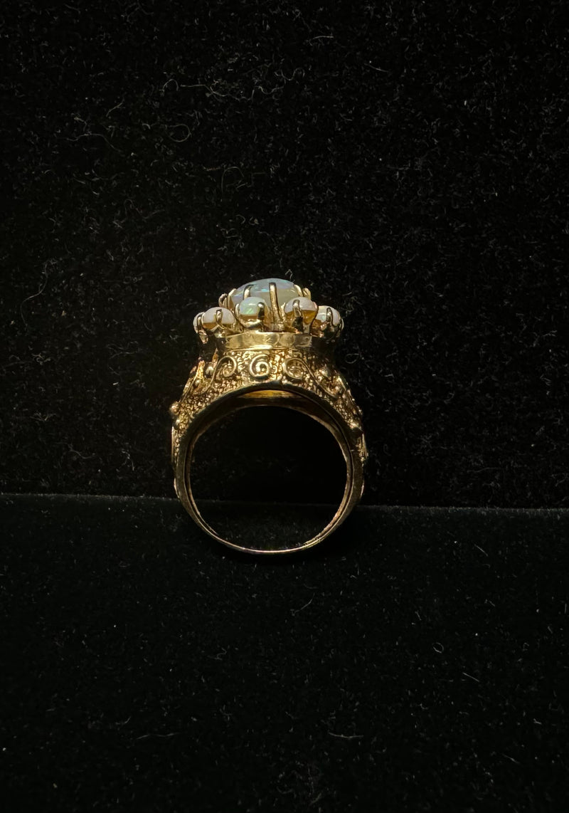Unique Vintage Designer Solid Yellow Gold Opal Ring Circa 1940s- $16k APR w/CoA! APR 57