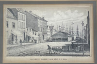VINTAGE GEORGE HAYWARD CIR 1861 FRAMED LITHOGRAPH "FRANKLIN MARKET, OLD SLIP NY 1820"- $4K APPRAISAL VALUE! APR57