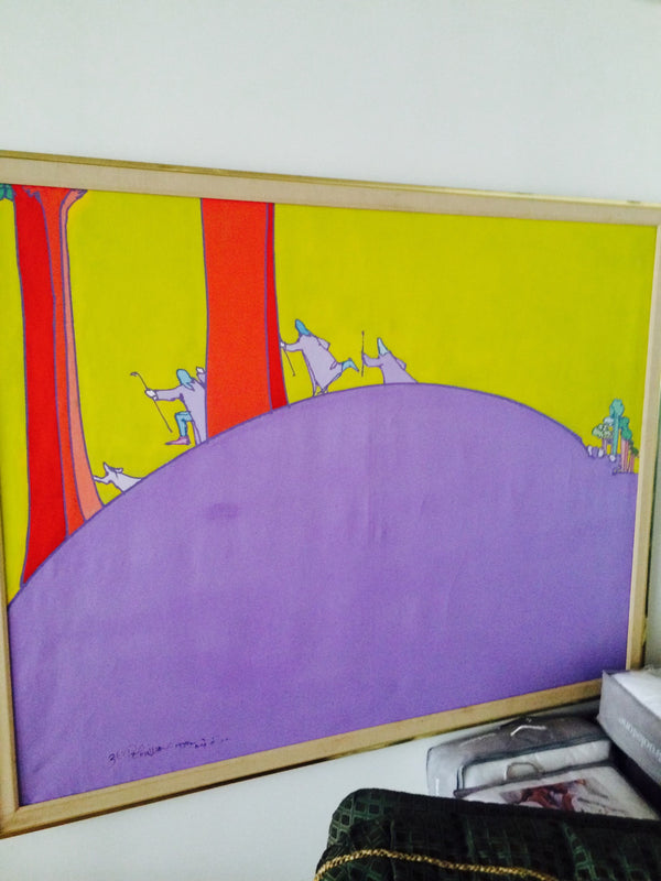 Peter Max Signed Untitled Original Acrylic on Canvas 1970 - $100K APR w/ CoA! APR57