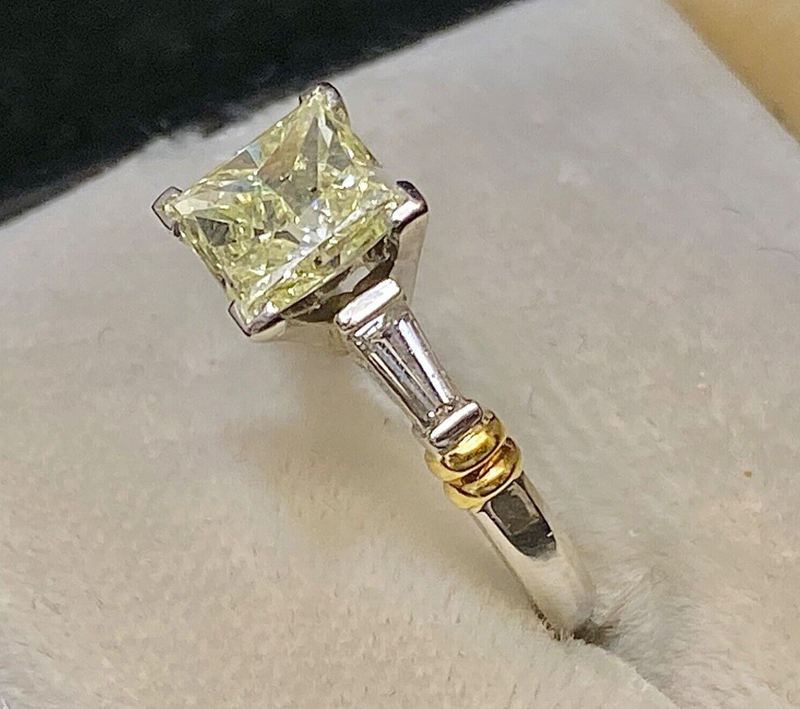 Plat & 18KYG Princess Diamond w Accent Stones Rare Designer Ring -$60K APR w/CoA APR57