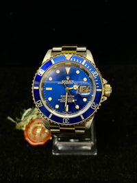 Rolex Submariner 18K Gold & SS Blue Sapphire Men's Wrist Watch - $40K APR w/ COA APR57