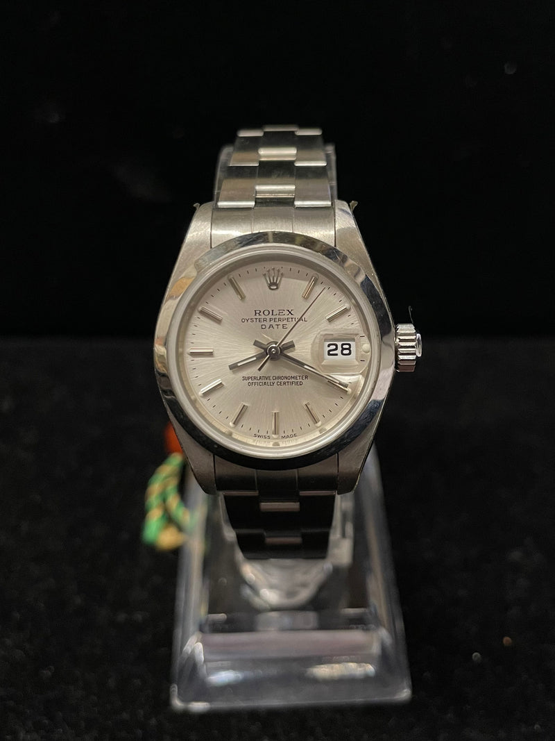 ROLEX Oyster Perpetual Date Just SS silver dial Ladies' Watch - $18K APR w/ COA! APR57