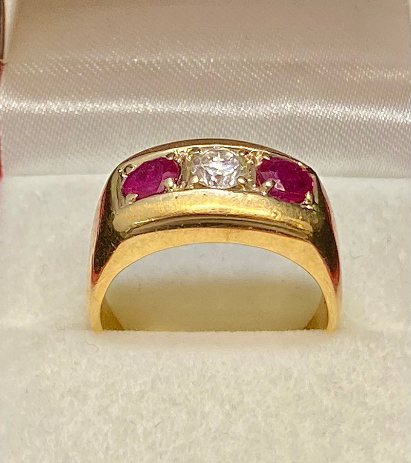 1940’s Antique Solid Yellow Gold with Diamond & Ruby Ring - $15K Appraisal Value w/CoA} APR57