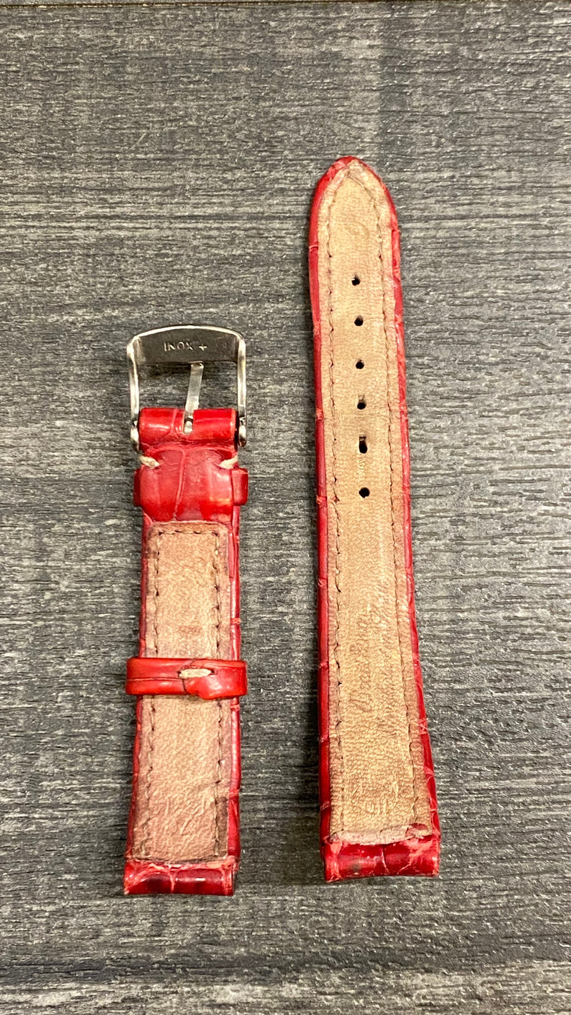 BREITLING Red Padded Crocodile Leather Watch Strap - $650 APR VALUE w/ CoA! ✓ APR 57