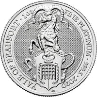 2020 1 oz British Platinum Queen’s Beast Yale Coin (BU) APR 57