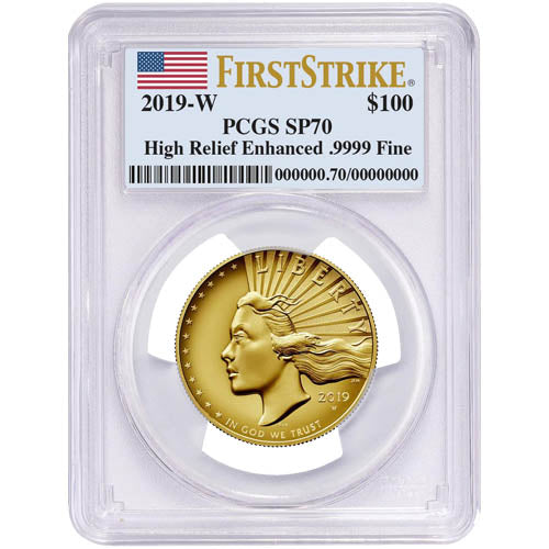 2019-W 1 oz Enhanced Finish High Relief American Liberty Gold Coin PCGS SP70 FS APR 57