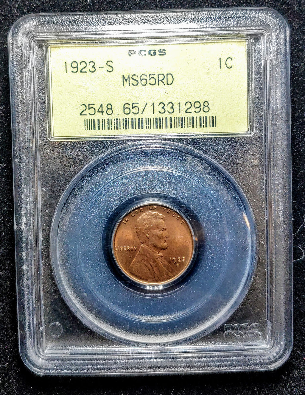 1923-S One Cent Lincoln Wheat Coin MS-65 (PCGS)