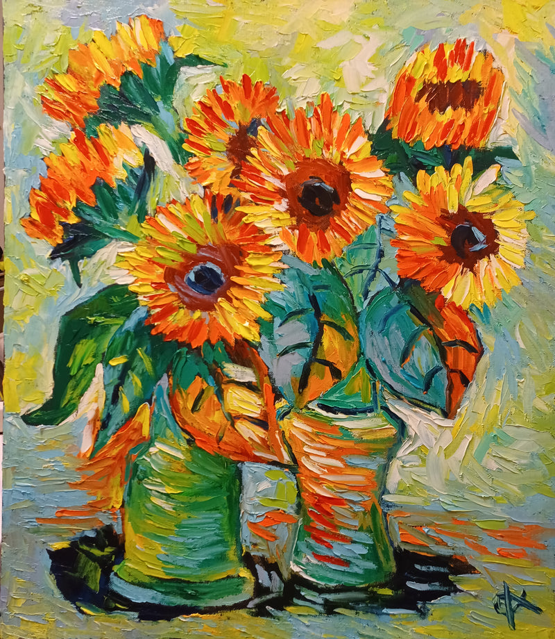 OLEG KUFAYEV "Sunflowers 2" Oil on Linen - $6.3K Appraisal Value! APR57