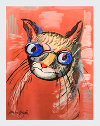 Amalia Brusca, Untitled (Cat) Ca. 1970s Acrylic on Paper - $1.5K APR Value w/ CoA! + APR 57