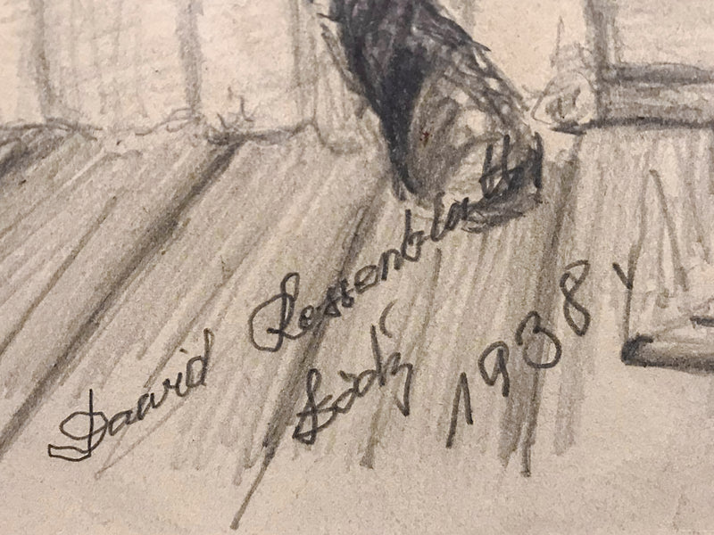 David Rosenblatt "Fiddler" Signed 1938 Graphite Drawing - $6K APR Value w/ CoA! + APR 57