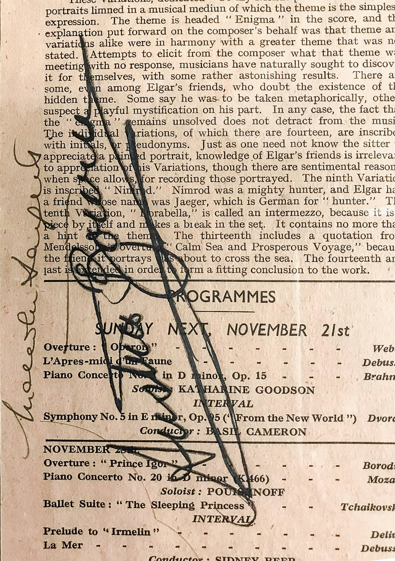 Royal Albert Hall 1940s Autographed Orchestral Concert Programmes - $8K APR Value w/ CoA! + APR 57