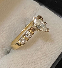 Designer Solid Yellow Gold Marquise with Accent Diamond Engagement Ring - 12K Appraisal Value w/CoA} APR57
