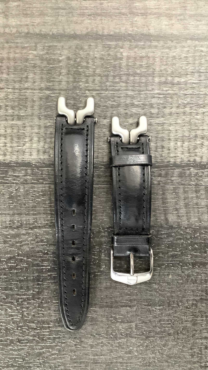 TAG HEUER Black Leather Men's Watch Strap w/ Brushed Links - SEL Model  - $600 APR VALUE w/ CoA! ✓ APR 57