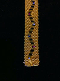 European Designer Diamond, Ruby, & Sapphire Bracelet in Solid Yellow Gold - $15K Appraisal Value w/CoA} APR57