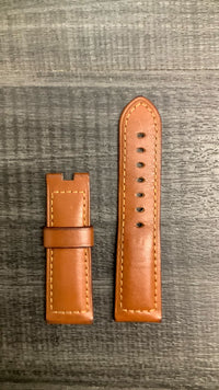 PANERAI Brown Padded Crocodile Leather  Watch Strap w/ Accent Stitching - $650 APR VALUE w/ CoA! ✓ APR 57