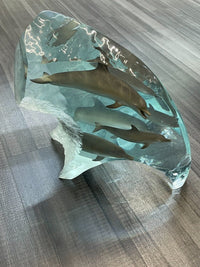 ROBERT WYLAND  Signed Dolphin Wonder Lucite Sculpture - $15K APR Value w/CoA!! APR57