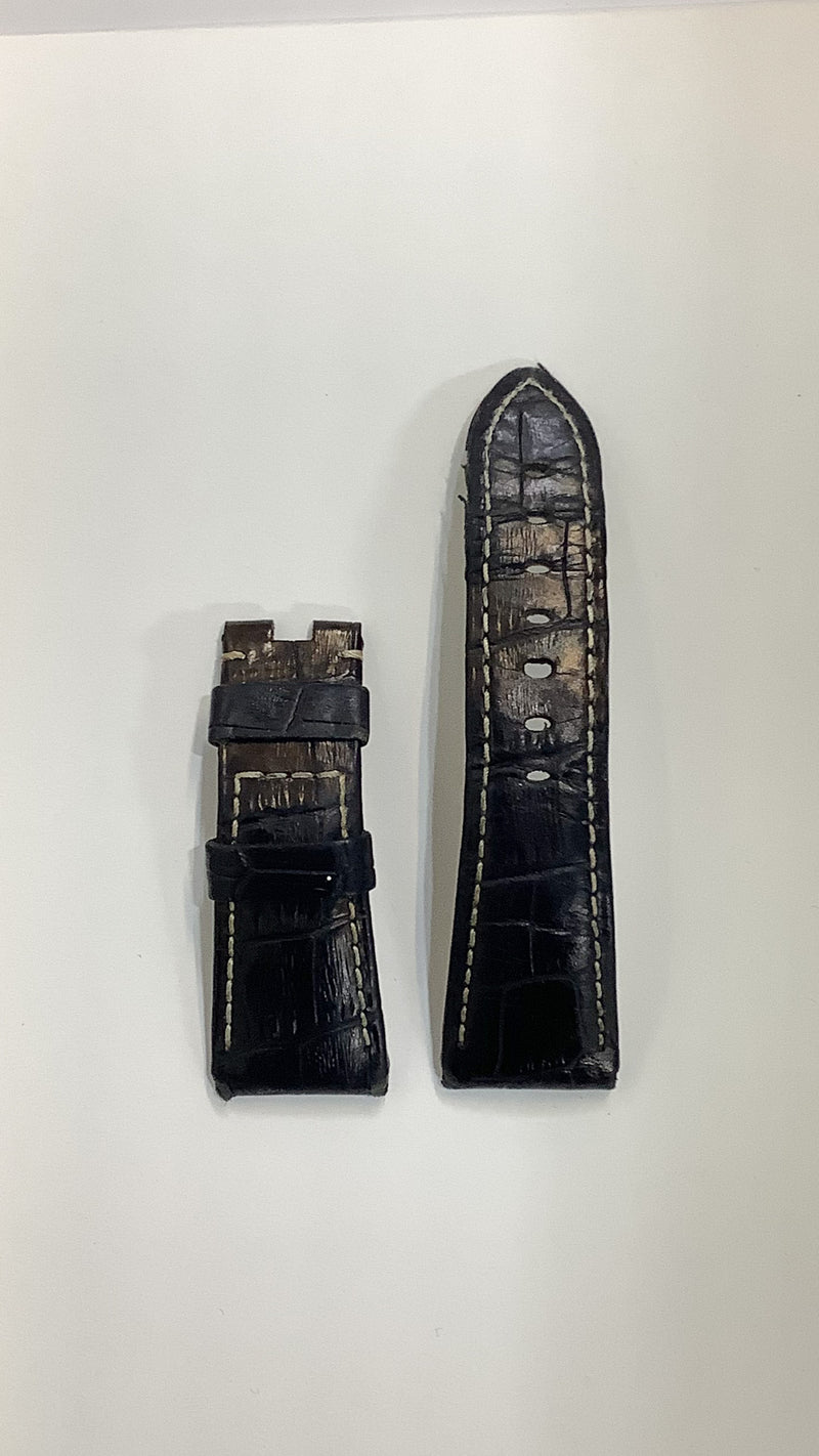 PANERAI Black Padded Crocodile Leather Watch Strap w/ Stitching - $700 APR VALUE w/ CoA! ✓ APR 57