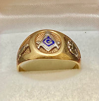 Unique Solid Yellow & White Gold Freemason Ring - $6K Appraisal Value w/CoA} APR57