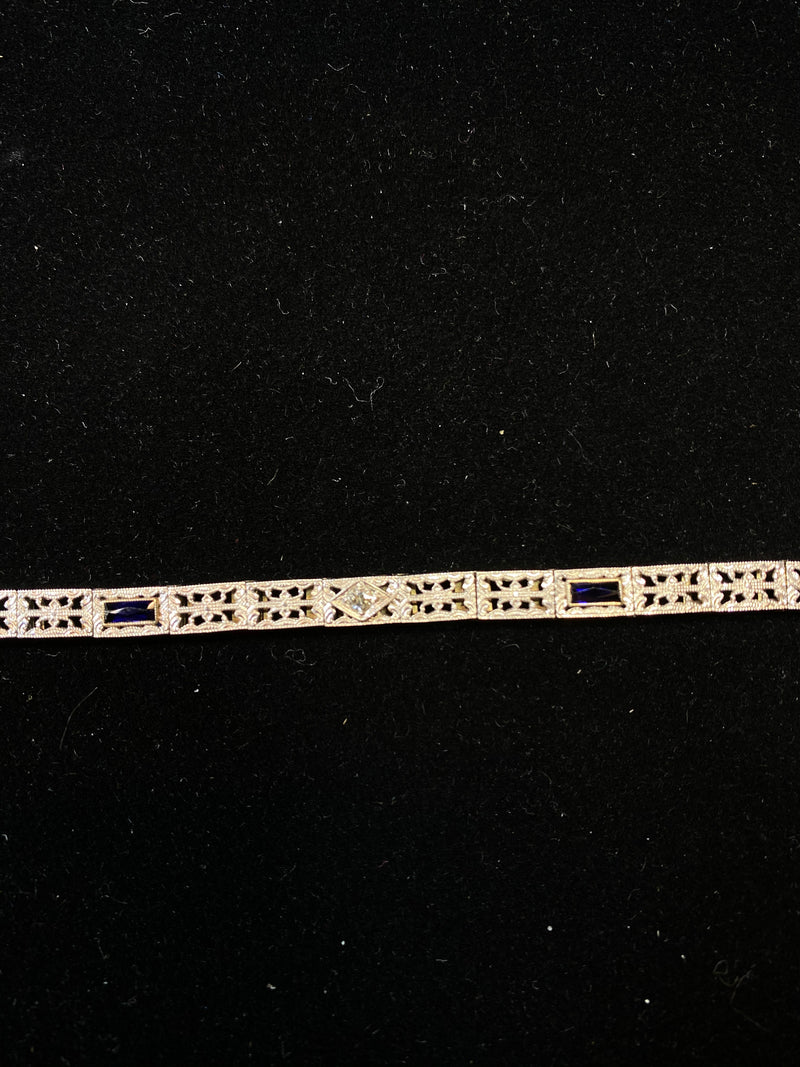 1920’s Victorian Style European Design Diamond/Sapphire Bracelet - $10K APR Value w/ CoA! APR 57