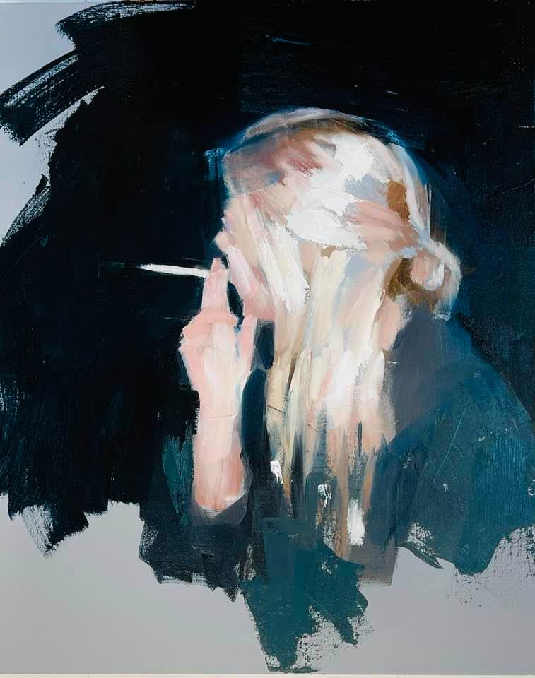 MARK TENNANT "Blonde Smoker" Oil on Canvas APR 57