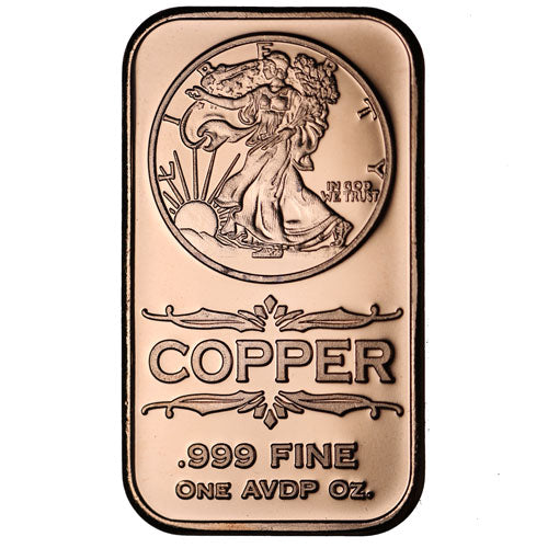 1 oz Walking Liberty Copper Bar (New) APR 57
