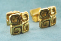 David Webb Pair of Cufflinks Double Cuff-links Greek Style in 18 Karat Yellow Gold - $12K VALUE APR 57