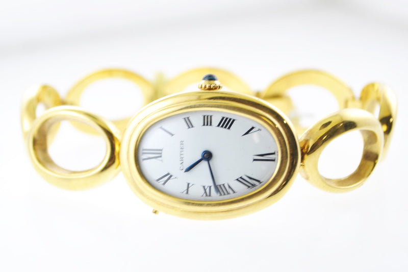 Cartier Baignoire Mechanic Oval Ladies Wristwatch on Band in 18 Karat Yellow Gold - $60K VALUE APR 57