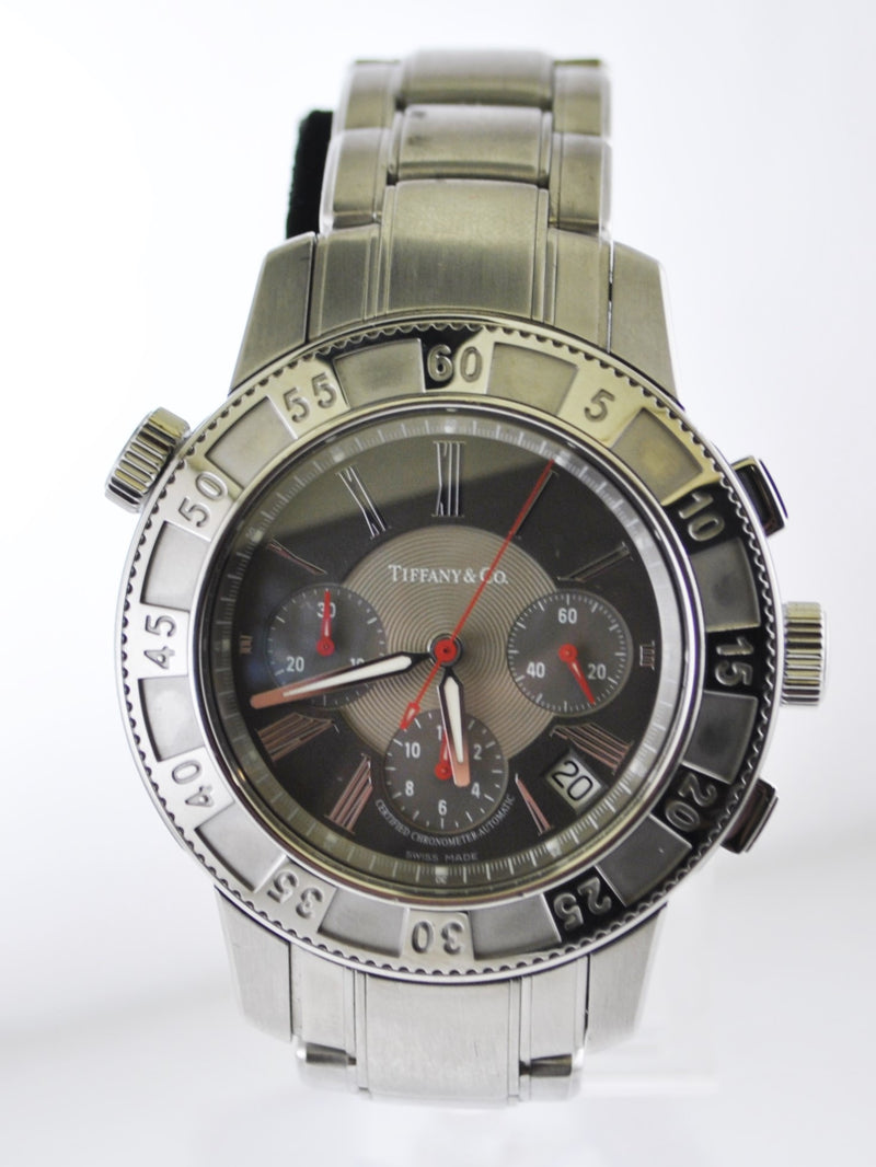 TIFFANY & CO. Two-tone Stainless Steel Automatic Chronometer Wristwatch w/ Grey Bezel & Face - $8K VALUE APR 57