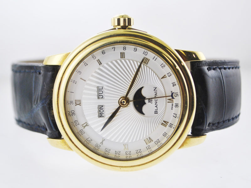 Blancpain Wristwatch Round Flip Case Skeleton Back w/ Moonphase Day-Date in 18 Karat Yellow Gold - $80K VALUE APR 57