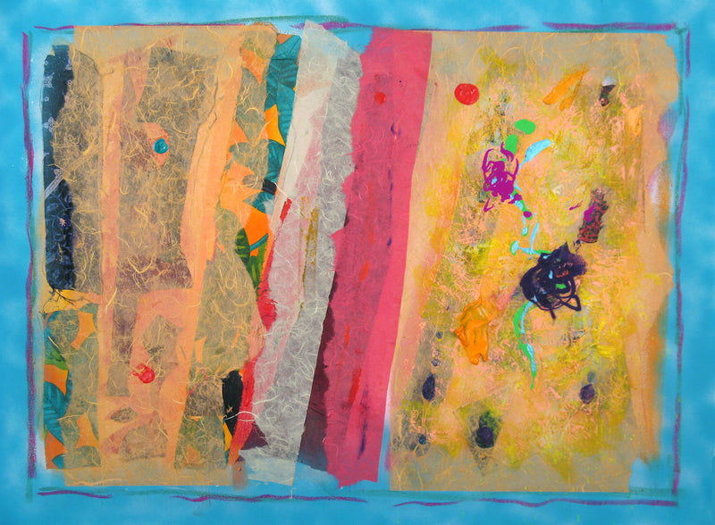 WAYNE ENSRUD "Red Stripe" Acrylic, Fabric, and Fiber Paper on Canvas, 2009 APR 57
