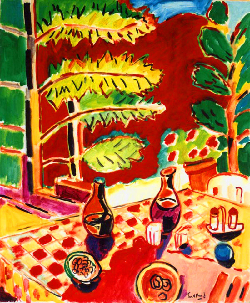 WAYNE ENSRUD "Summer Luncheon" Acrylic on Canvas, C. 1985 APR 57