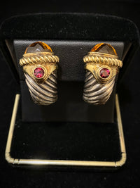 DAVID YURMAN Vintage Design Solid Yellow Gold & Sterling Silver with Citrine & Tourmaline Earrings - $8K Appraisal Value w/ CoA! } APR 57