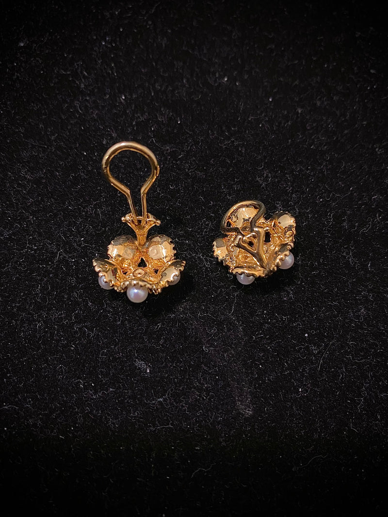 Buccellati-style Solid Yellow Gold with Pearls Floral Clip On Earrings - $10K Appraisal Value w/ CoA! } APR 57