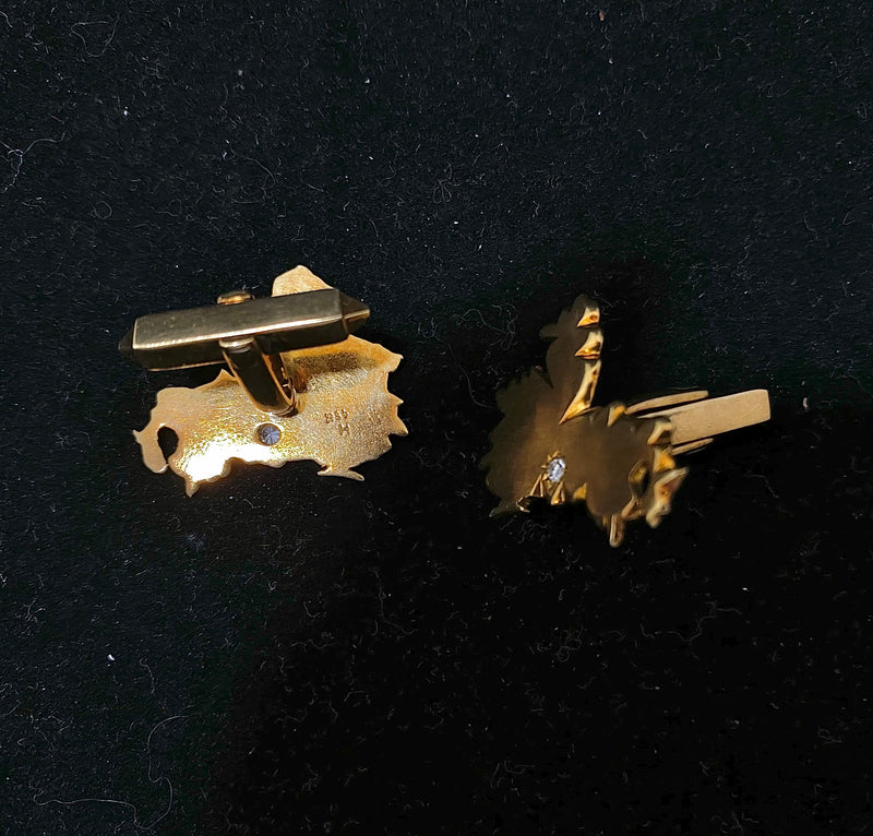 Unique Designer 18K Yellow Gold with Diamonds Cufflinks - $6K Appraisal Value w/ CoA } APR57