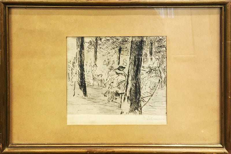 Late 19th C. Max Liebermann "The Park Scene" Original Signed Etching Framed - $10K VALUE* APR 57