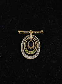 Antique 1920s Sapphire/Garnet/Diamond 15ct Brooch YG/Silver w $130K UGL Certifi} APR 57