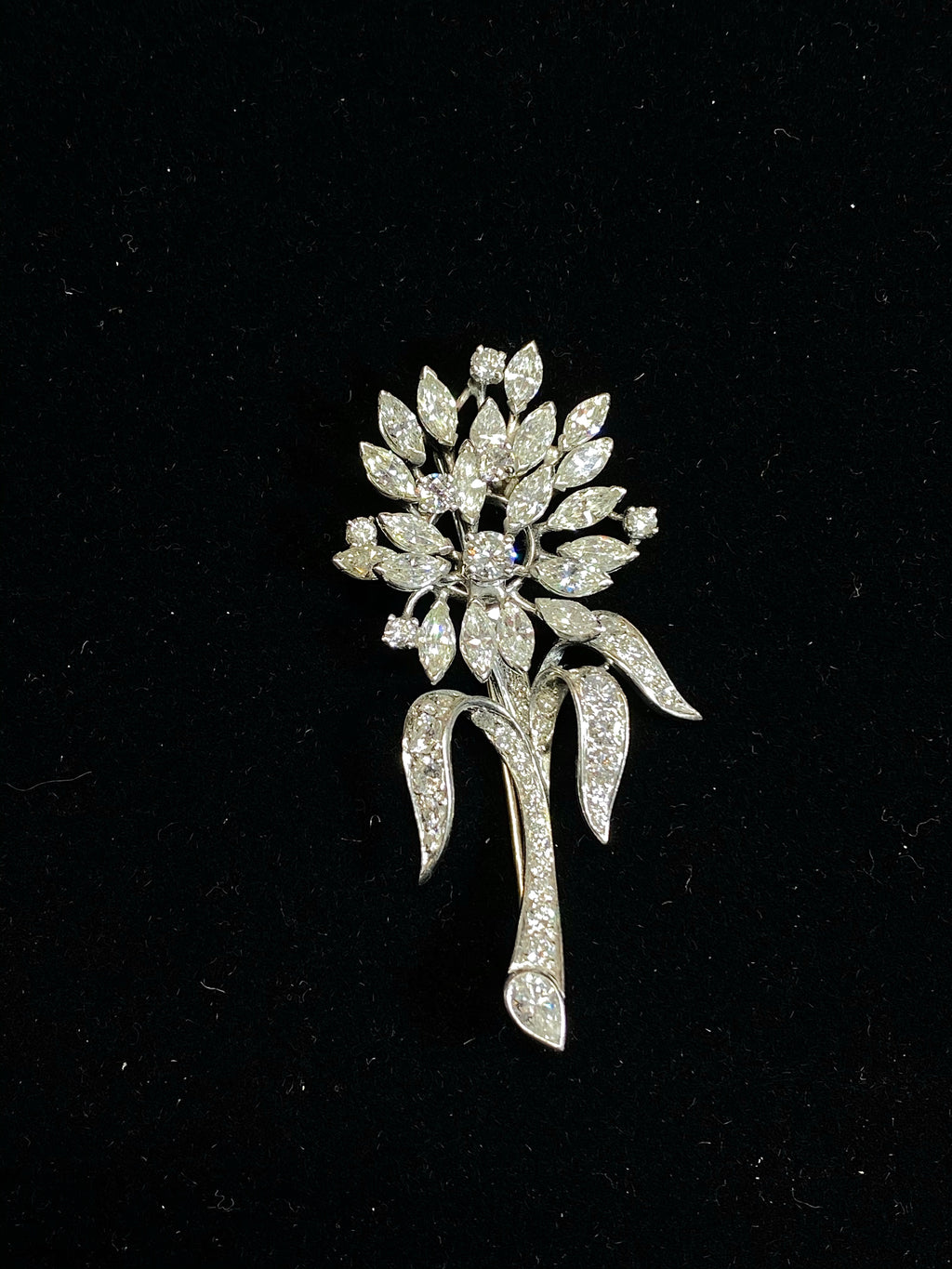 Vintage Art Deco Diamond Platinum Large Bow Brooch Pin Pendant