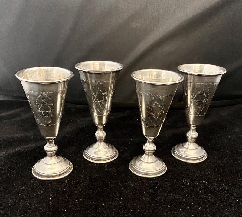 Beautiful C. 1900s Sterling Silver Wine Cups Set of 4 - $2K APR Value w/ CoA! APR57