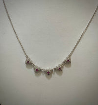 Italian Designer Sterling Silver 5-Ruby Heart Necklace - $1.5K Appraisal Value w/ CoA} APR57