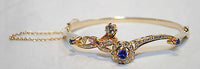 1930s Vintage Designer Sapphire/Diamond Floral Bracelet in 14K Yellow Gold - $30K VALUE APR 57