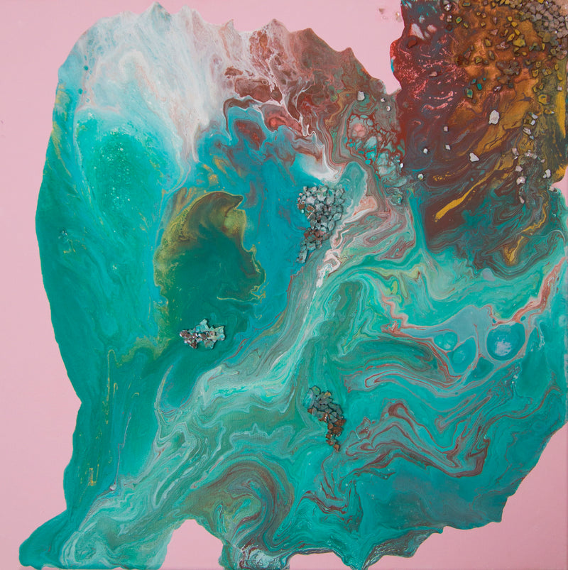 ALEXANDRA BENDIT "Lovesick" Acrylic & Glass on Canvas, 2021 - $3K Appraisal Value! APR57