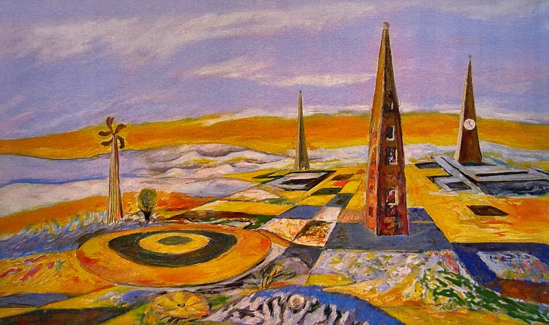 PETER PASSUNTINO "Quilted Landscape With Towers" Oil on Canvas - $1.5K Appraisal Value! APR 57