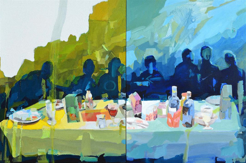 Melinda Matyas, 'Seven Days Running Over The Fields', Oil on Canvas, Diptych, 2016 - Appraisal Value: $11K! APR 57