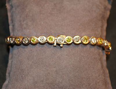 Contemporary Two-Tone Gold Bezel Bracelet with Yellow and White Diamonds in 14K Yellow and White Gold - $40K VALUE} APR 57