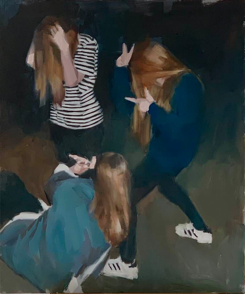 MARK TENNANT "Three Girls" Oil on Canvas APR 57